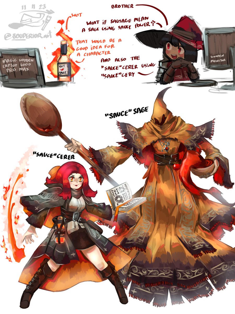 SOUPERiORart's tweet image. 𝗧𝗵𝗲 𝗦𝗼𝘂𝗽&apos;𝘀 𝗥𝗮𝗻𝗱𝗼𝗺 𝗧𝗵𝗼𝘂𝗴𝗵𝘁
The &quot;Sauce&quot;sage and The &quot;Sauce&quot;cerer 🔥🍅