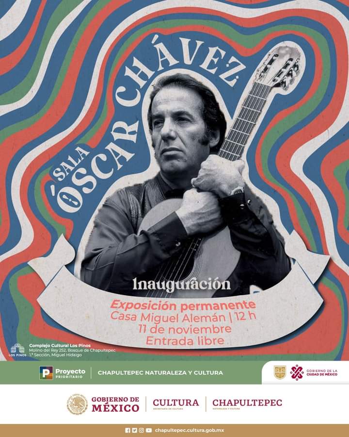 El día de hoy se inaugura la sala permanente dedicada a la vida y obra del cantautor @OscarChavezF dentro del @CC_LosPinos en la #CDMX #EntradaLibre

#ÓscarChávez #ComplejoCulturalLosPinos #cuandocuentascantas