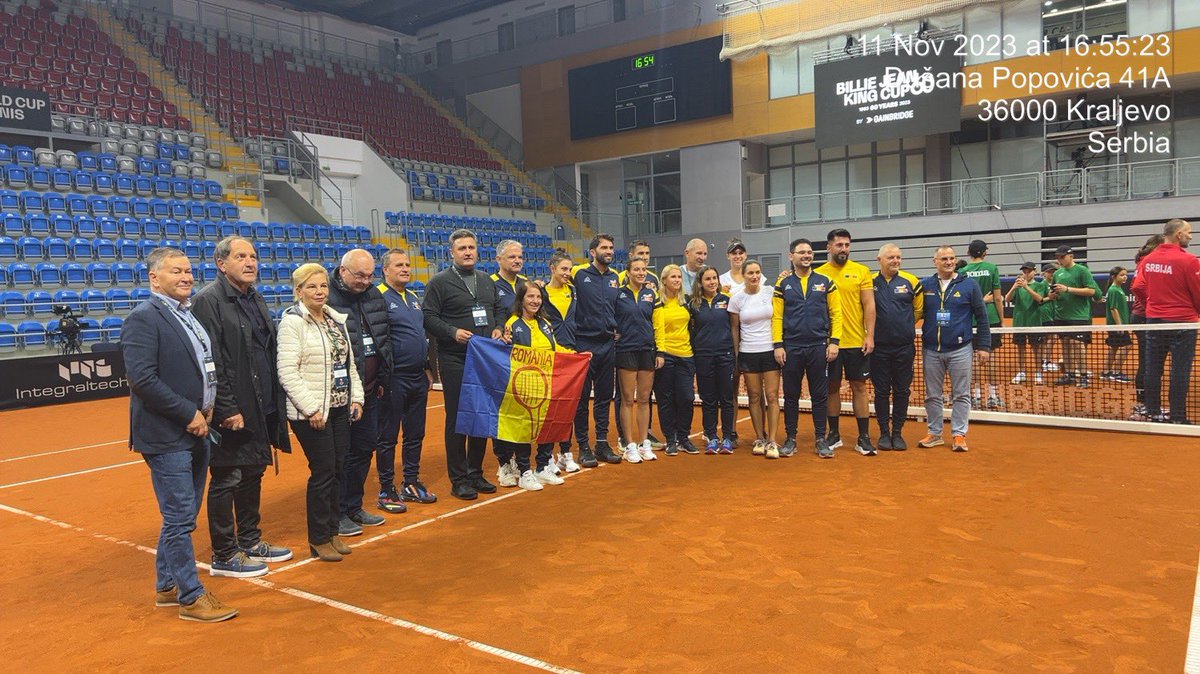 4:0 celebrations at Kraljevo, Romania v Serbia #BillieJeanKingCup @WTARomania