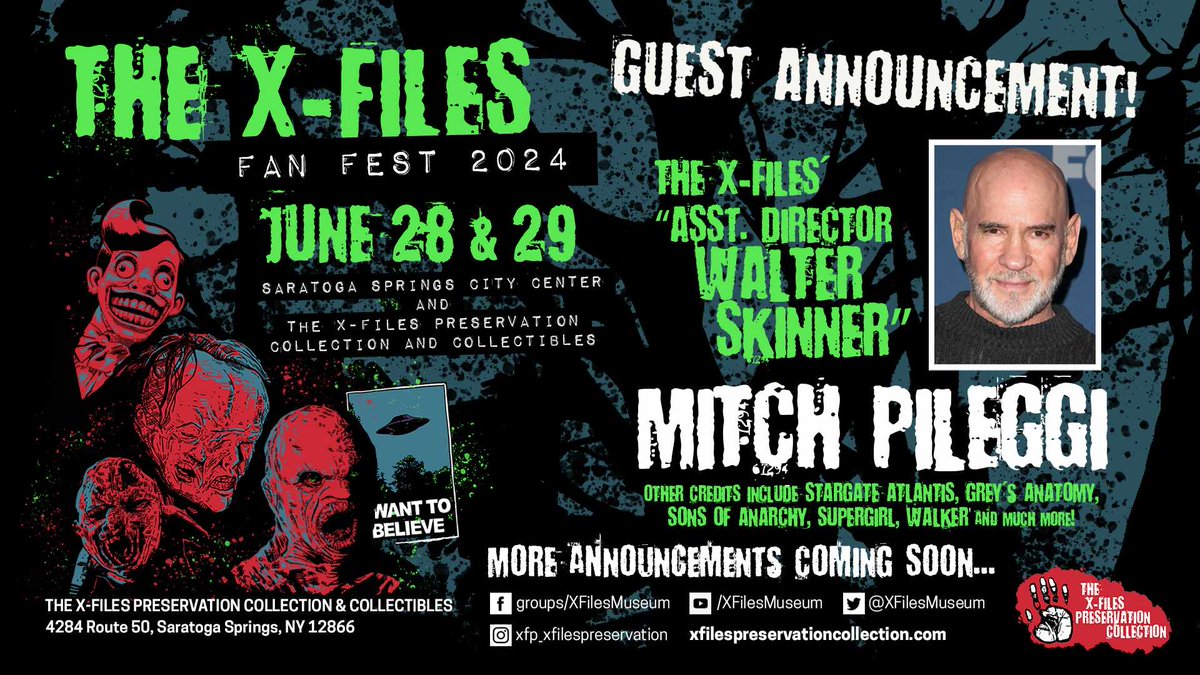 XFilesMuseum's tweet photo. MITCH PILEGGI--- XFP FANFEST  2024 JUNE 28-29, 2024

We all love Mitch as ADA Walter Skinner.

#SONSOFANARCHY #SUPERNATURAL
#WALKER #STARGATE_ATLANTIS
#SHOCKER-Horace Pinker
Tickets available soon! Be prepared to be amazed. https://t.co/VOlUD5SzKV
