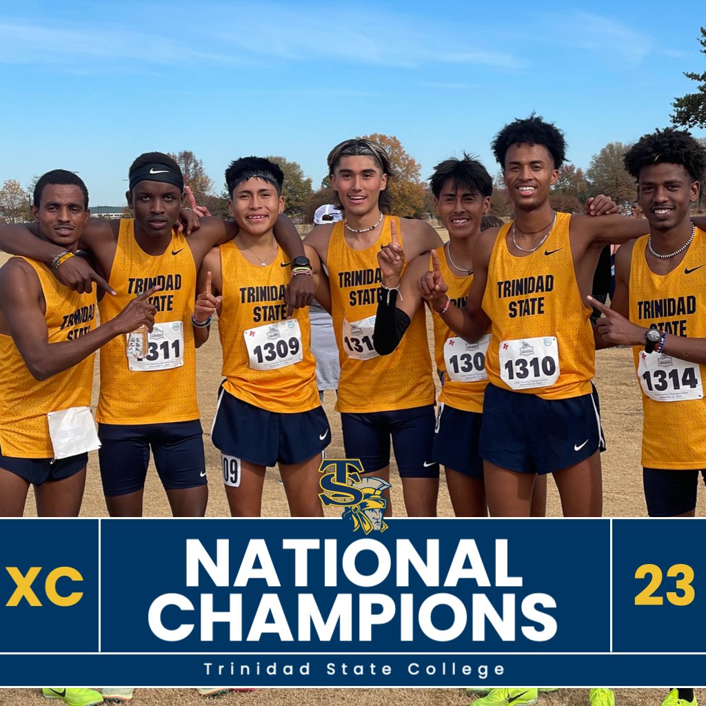 TSCATHLETICS's tweet image. Trinidad State wins the 2023 NJCAA National Cross Country Title!!!
#TrojanProud #Unity99