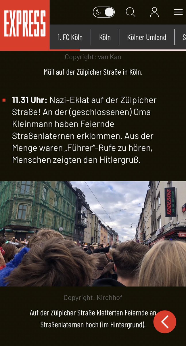 Wir haben 2023 und Menschen trauen sich in feiernden Mengen „Führer“ zu rufen und den H*tlergruß zu zeigen. Mir macht das alles Angst und ich mag nicht mehr. 😭 #karneval #koeln