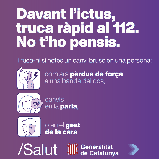 🚑 L'activació del Codi ictus, el protocol que s'activa quan @semgencat  rep l'avís que una persona l'està patint, creix un 38% en 4 anys. 29 hospitals catalans formen part de la xarxa d'atenció a l'ictus, 15 d'ells amb telemedicina. 🔗 canalsalut.gencat.cat/dm-ictus