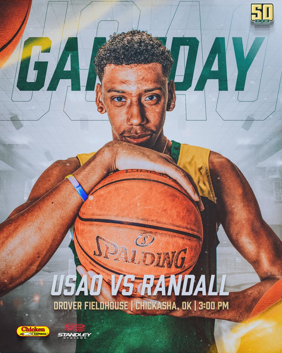 🏀𝗚𝗔𝗠𝗘𝗗𝗔𝗬🏀
The Drovers aim to extend their win-streak to three as they host Randall University!

⏰: 3:00 PM CT
📍: Chickasha, OK
🏟️: Drover Fieldhouse
📺/📊: usaoathletics.com/composite

#DroverNation🐎 x #BleedGreen