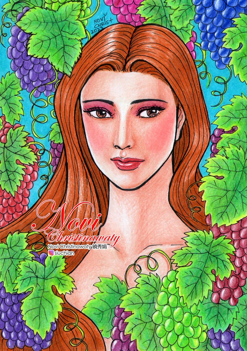 Grape #grape #grapes #grapevines #fruit #fruitandflowers  #seasons #harvest #girl #girls #beauty #drawing #art #arts #illustration #illustrations #illustrator #drawings #sketch #sketches #illust #doodle #doodles #manga