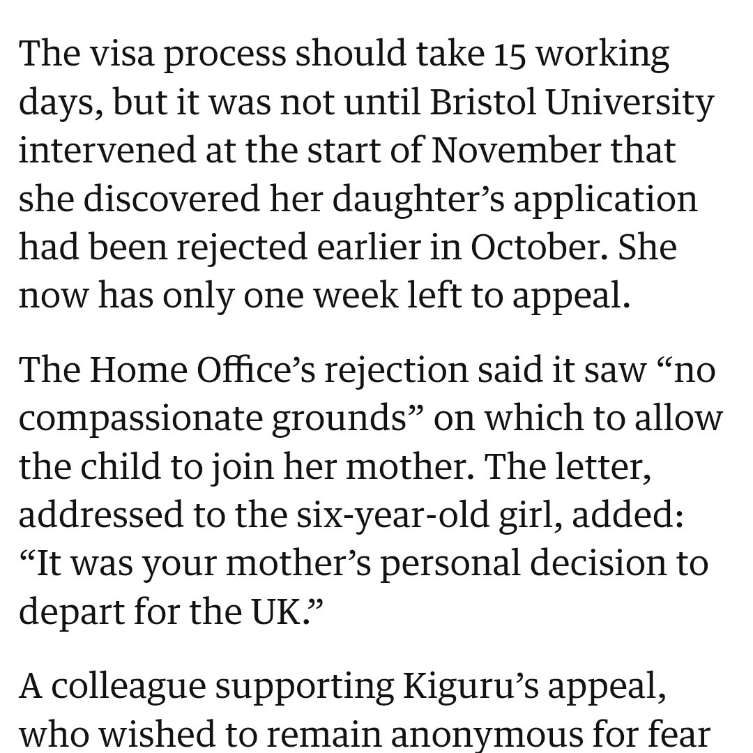 This is how the Home Office tells a 6-year-old girl that she won't get a visa to join her mom who got a permanent job in a British university.