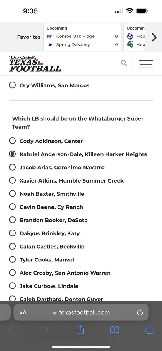 Go vote for Kabriel <a href="/d1kbad/">Kabriel Anderson-Dale</a> 
<a href="/SacrificeINC/">Sacrifice Training</a> <a href="/CoachWhitmire/">Coach Carlos Whitmire SR.</a>  <a href="/HHKnights_FB/">Harker Heights Football</a>  #whataburgersuperteam