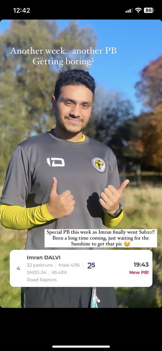 11/11/2023
Perry Hall ParkRun

02. Hamza Dalvi 19:04
04. Imran Dalvi 19:43 PB!!
08. Atif Parkar 21:30
12. Niyaz Parkar 22:35

Great morning of running 🏃‍♂️ 

#raptors #parkrun #running