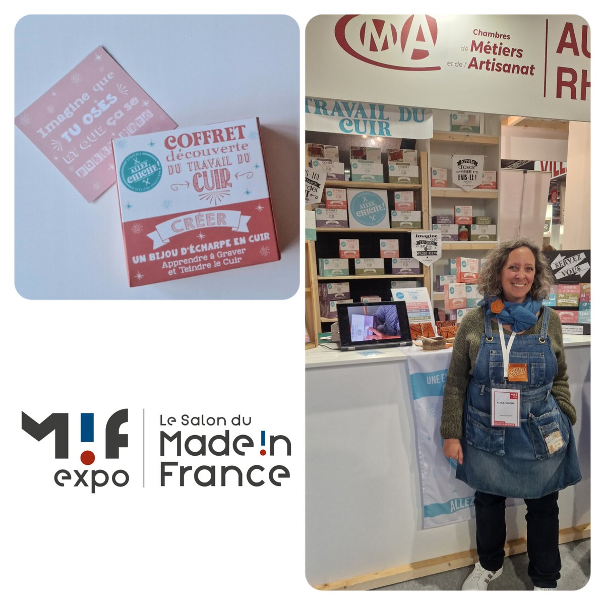 Une belle rencontre avec Karine Saunier la fondatrice passionnée et pétillante d'ALLEZ, CHICHE ! sur le salon du <a href="/MIF_Expo/">MIF Expo - Le Salon du Made in France</a>. Si vous avez envie de tester une expérience immersive au cœur de l’artisanat, Karine propose des ateliers créatifs en kit mais aussi en ligne. #elearning