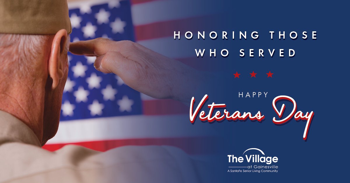 Happy Veterans Day from The Village at Gainesville! 🇺🇸 We are thankful for our Veterans every day and we are blessed to be able to celebrate them. 💙