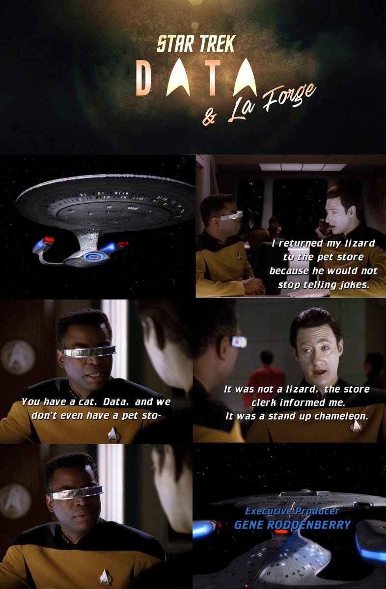 STDeltaShift's tweet photo. Something for #Caturday ...sort of. #StarTrek #DataandLaForge #JellicoTrek https://t.co/lcDfqVqpuU