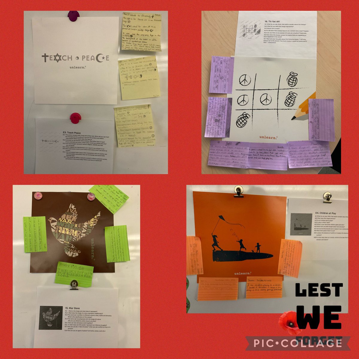 This week we discussed Remembrance Day and the events of the world using @unlearn_com posters. Powerful images, deep thinking and discussions that aren’t always easy. @WoburnJunior