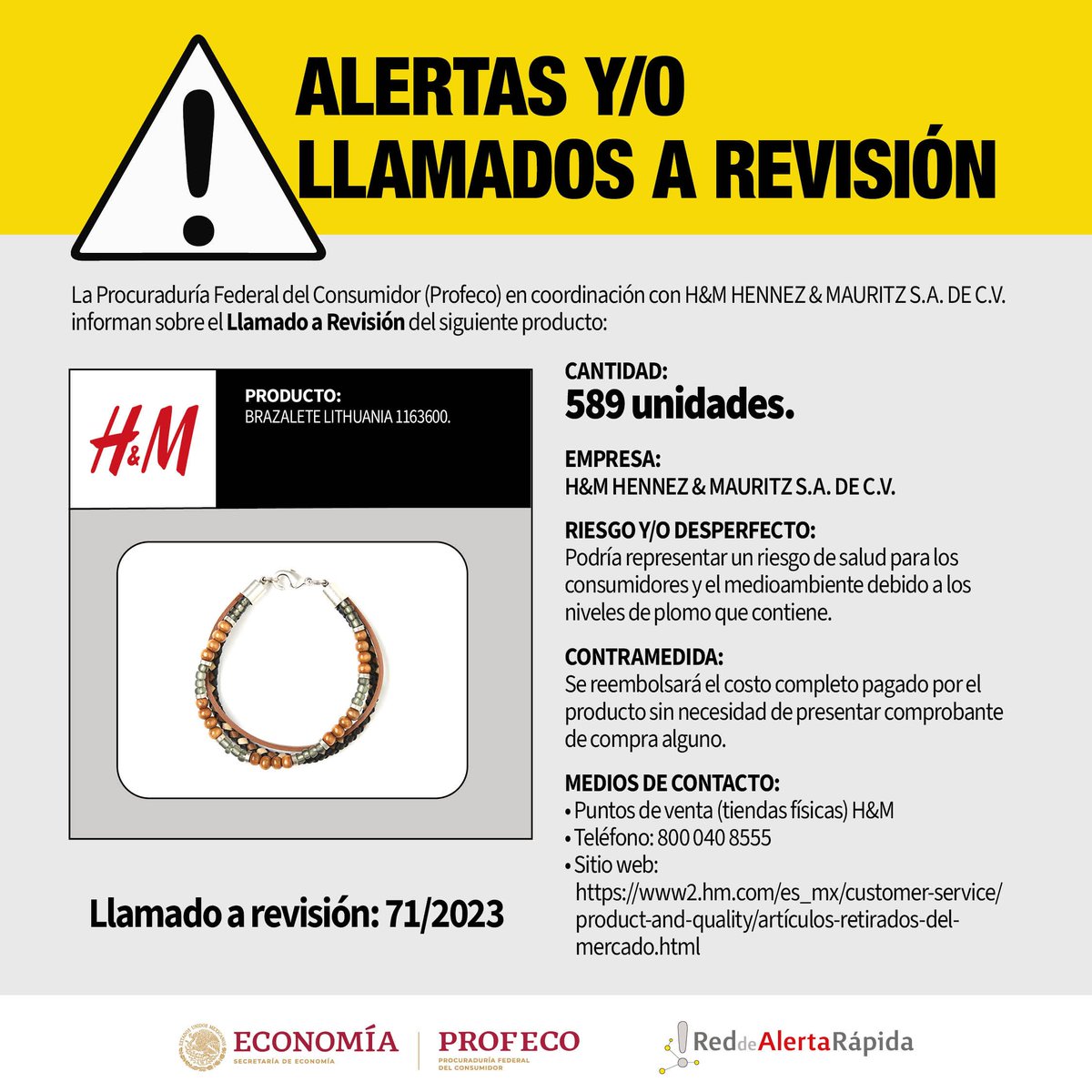 RdelConsumidor's tweet image. 🚨 #AlertaRápida @hmmexico ha detectado el siguiente riesgo a la salud en estos brazaletes.