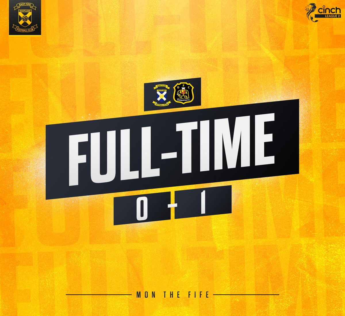 EastFifeFC's tweet image. 𝗙𝗨𝗟𝗟-𝗧𝗜𝗠𝗘 | East Fife 0-1 Dumbarton

Orsi 3'⚽️

cinch League Two | MGM Timber Bayview Stadium