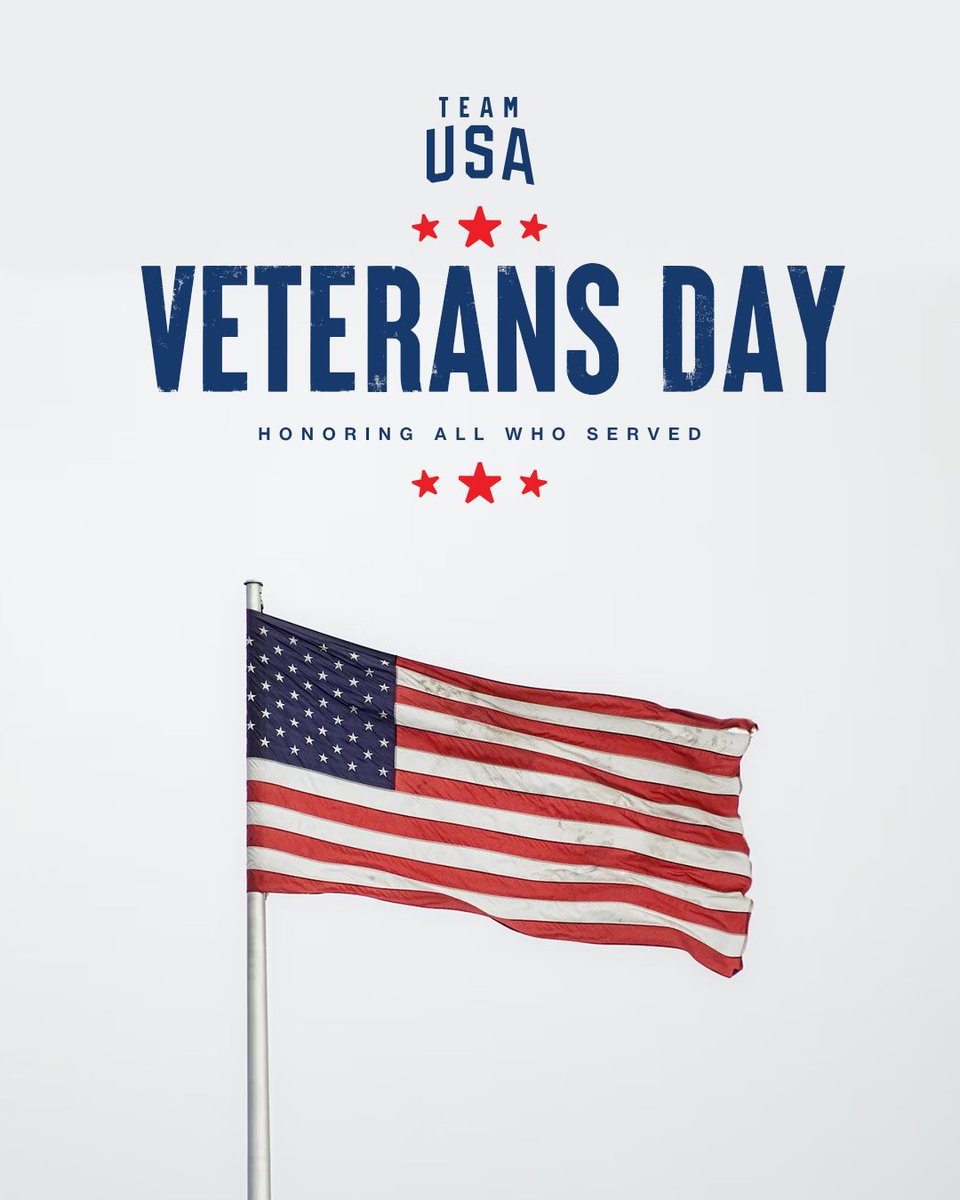 TeamUSA's tweet image. On this day and every day, we express our gratitude to the veterans of Team USA and salute those who've stood side by side with them for their service and dedication to our country. 

#VeteransDay 🇺🇸