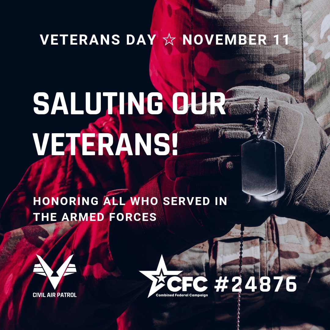 Join us in honoring the brave men and women who've dedicated their lives to service. 🎖️ They've defended our skies, safeguarded our freedoms, and paved the way for brighter tomorrows. ✨ And we're proud to have many veterans volunteer as Civil Air Patrol members. #VeteransDay