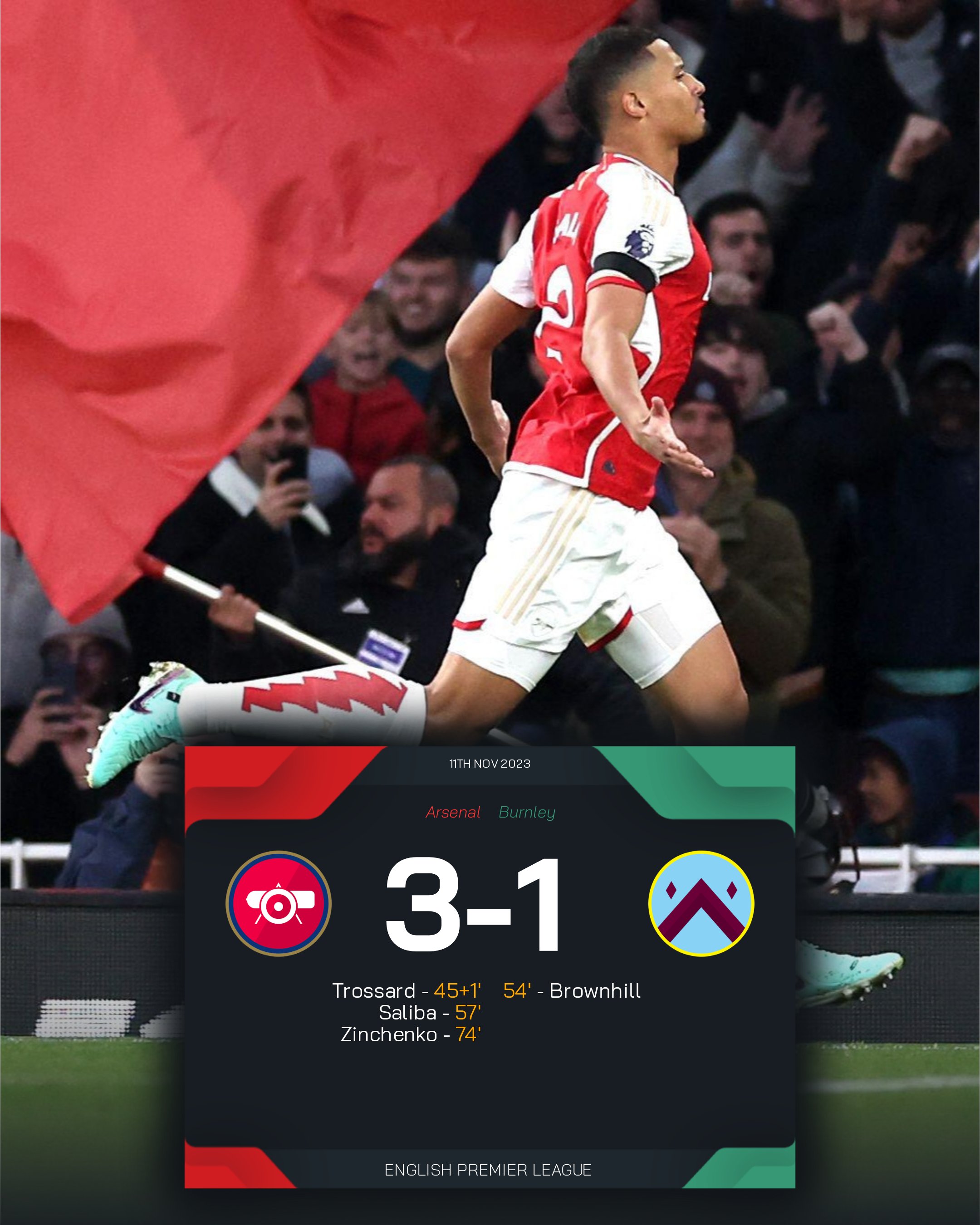 Premier League on X: Arsenal go level with Man City at the top of the  table 💪 #ARSBUR  / X