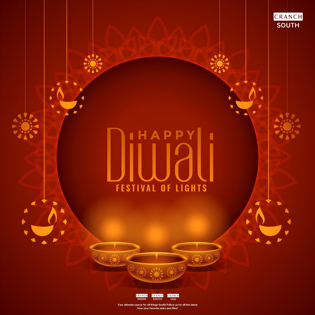 Shining bright like the #Diwali diyas, our  #CranchSouth family wishes you a festival filled with joy, light, and captivating stories! ✨🪔 #HappyDiwali 🎇
...
...
#NewsUpdate #News #Trending #DiwaliCelebration #Trend #MediaMagic #Tollywood #Mollywood #SouthCelebrity #DiwaliVibes
