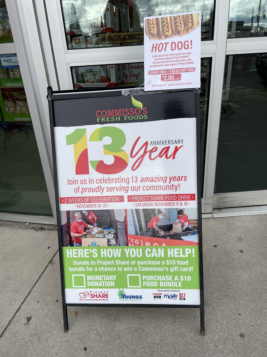977HTZFM's tweet image. @commissos is celebrating their 13th Anniversary at Thorold Stone Road and we are here to show our support! @ProjectSHARE_NF is also on location accepting donations so stop by to say Hi and help out during this time of need! #ProjectSHARE #NiagaraFalls #OurCommunityAtWork