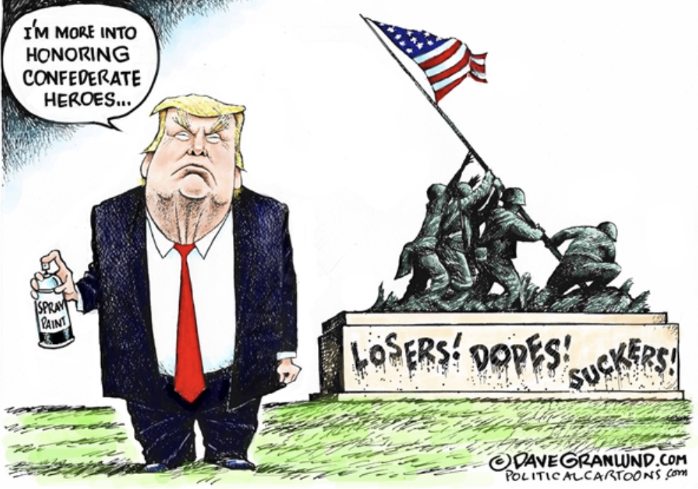 What Trump thinks about Veterans on Veterans Day

#VeteransDay2023 #SuckersAndLosers #TrumpCoup #TrumpStoleNuclearSecrets 
#TrumpIsATraitor #ABlueView