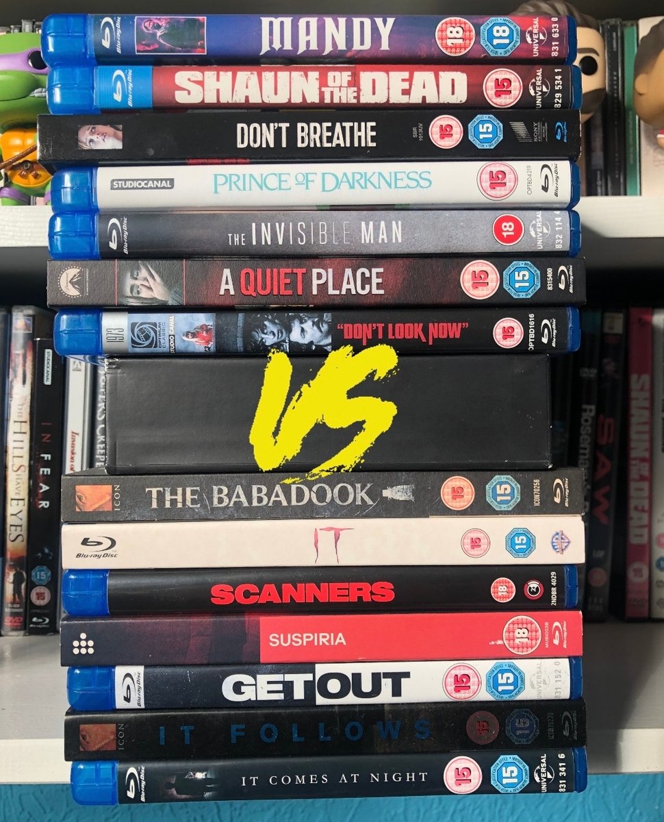fvf_podcast's tweet photo. Which pile are you going for, higher or lower?  https://t.co/B350eCzI9w
#blurays #physicalmedia #shaunofthedead #dontbreath #princesofdarkness #theinvisibleman #aquietplace #dontlooknow #thebabadook #it #scanners #susperia #getout #itfollows #mandy #itcomesatnight #horror https://t.co/S03nNRJQNQ
