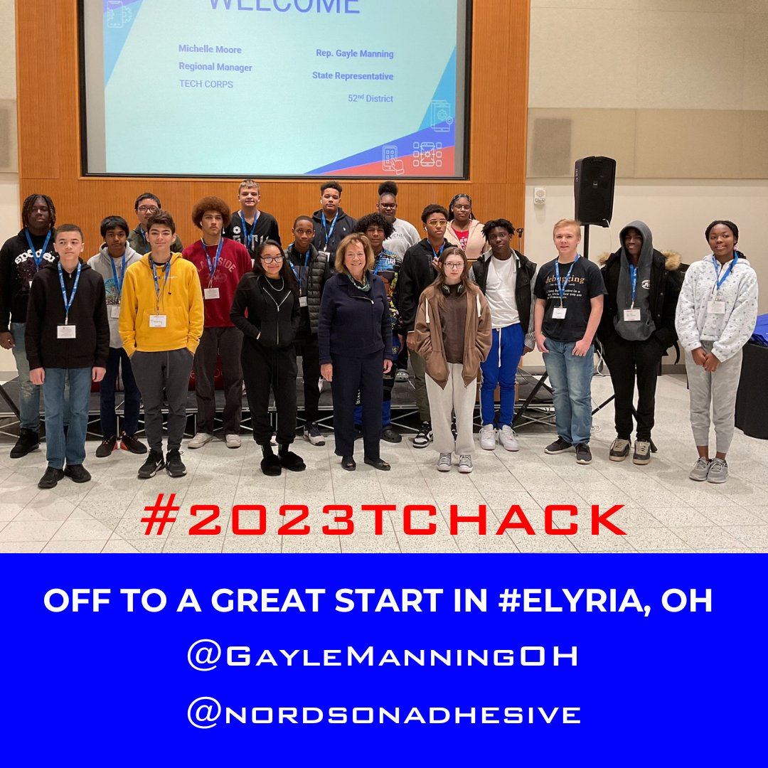 TECH CORPS (@techcorpsus) on Twitter photo Representative Gayle Manning helped to kick off the #2023tchack in #Elyria. We're excited for these students to learn how to build a mobile app thanks to the support of <a href="/Nordson_Corp/">Nordson_Corp</a>. Representative Gayle Manning helped to kick off the #2023tchack in #Elyria. We're excited for these students to learn how to build a mobile app thanks to the support of <a href="/Nordson_Corp/">Nordson_Corp</a>.