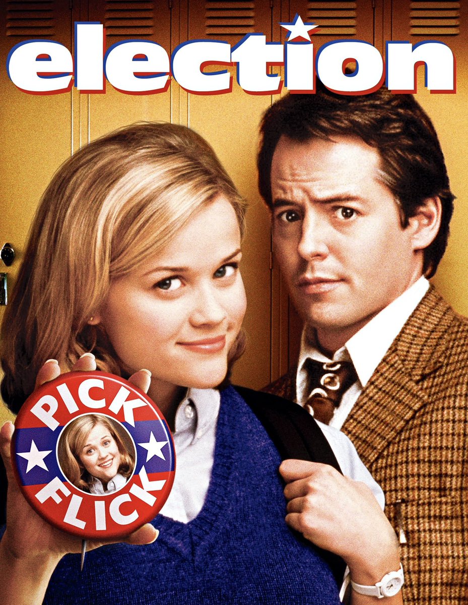 Coming to #4KUltraHD 

Written and Directed by #AlexanderPayne

Starring #ReeseWitherspoon and #MatthewBroderick 
 
Election (1999)
