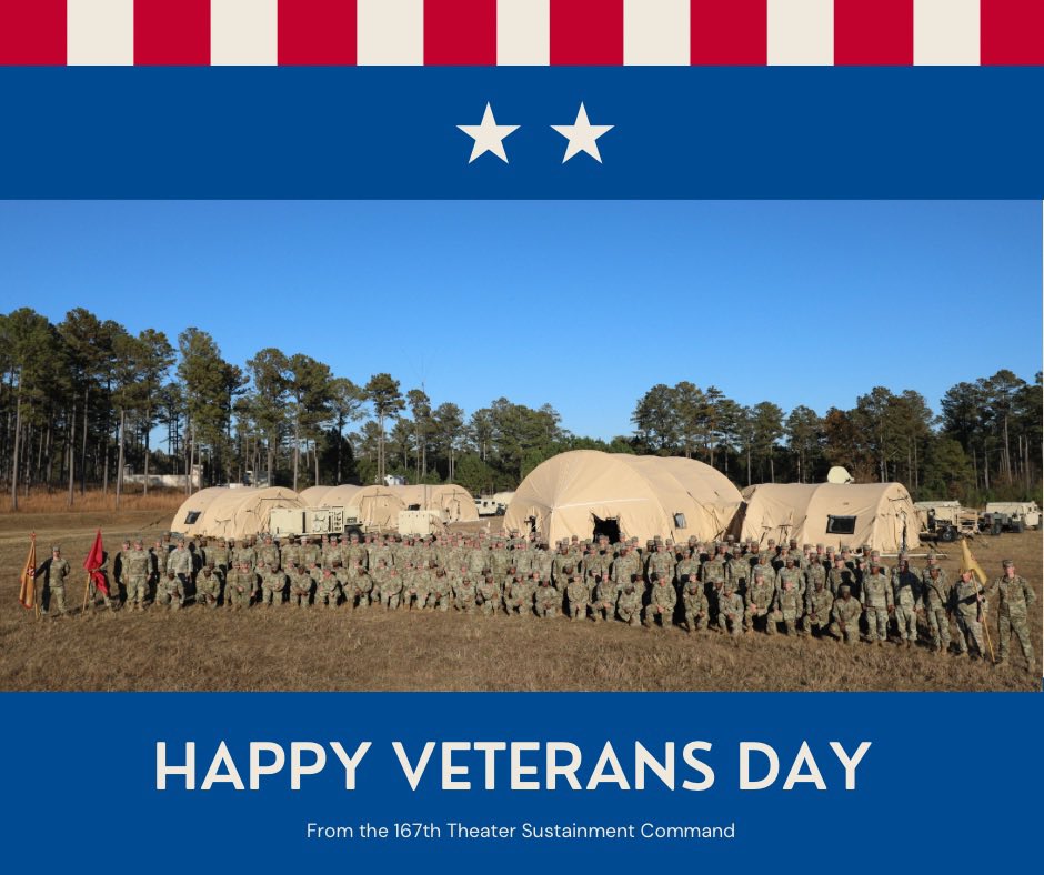 Happy Veterans Day from all of us at the 167th Theater Sustainment Command!

#theyrelyonus #guardital #VeteransDay2023