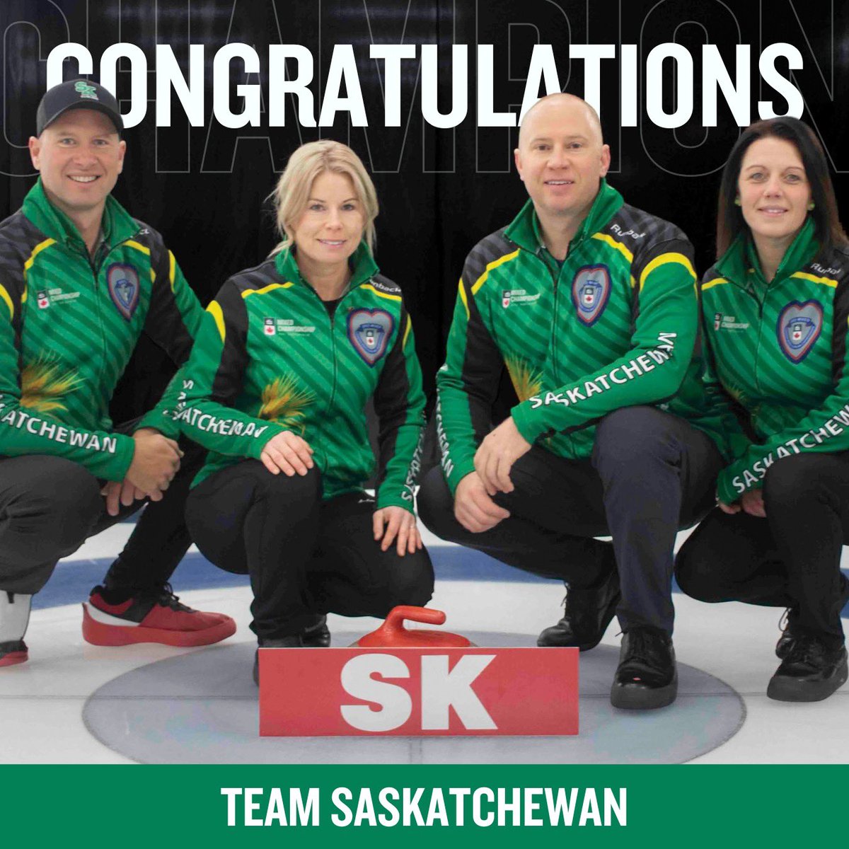 CurlingCanada's tweet image. Congratulations Team Saskatchewan (Teejay Haichert, Chris Haichert, Kelly Schafer and Shaun Meachem) on winning the 2023 Canadian Mixed Curling Championship! 🥇 

#CMCC2023