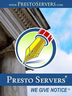Let us handle your processing serving and subpoena domestication needs. At Presto Servers WE GIVE NOTICE®.