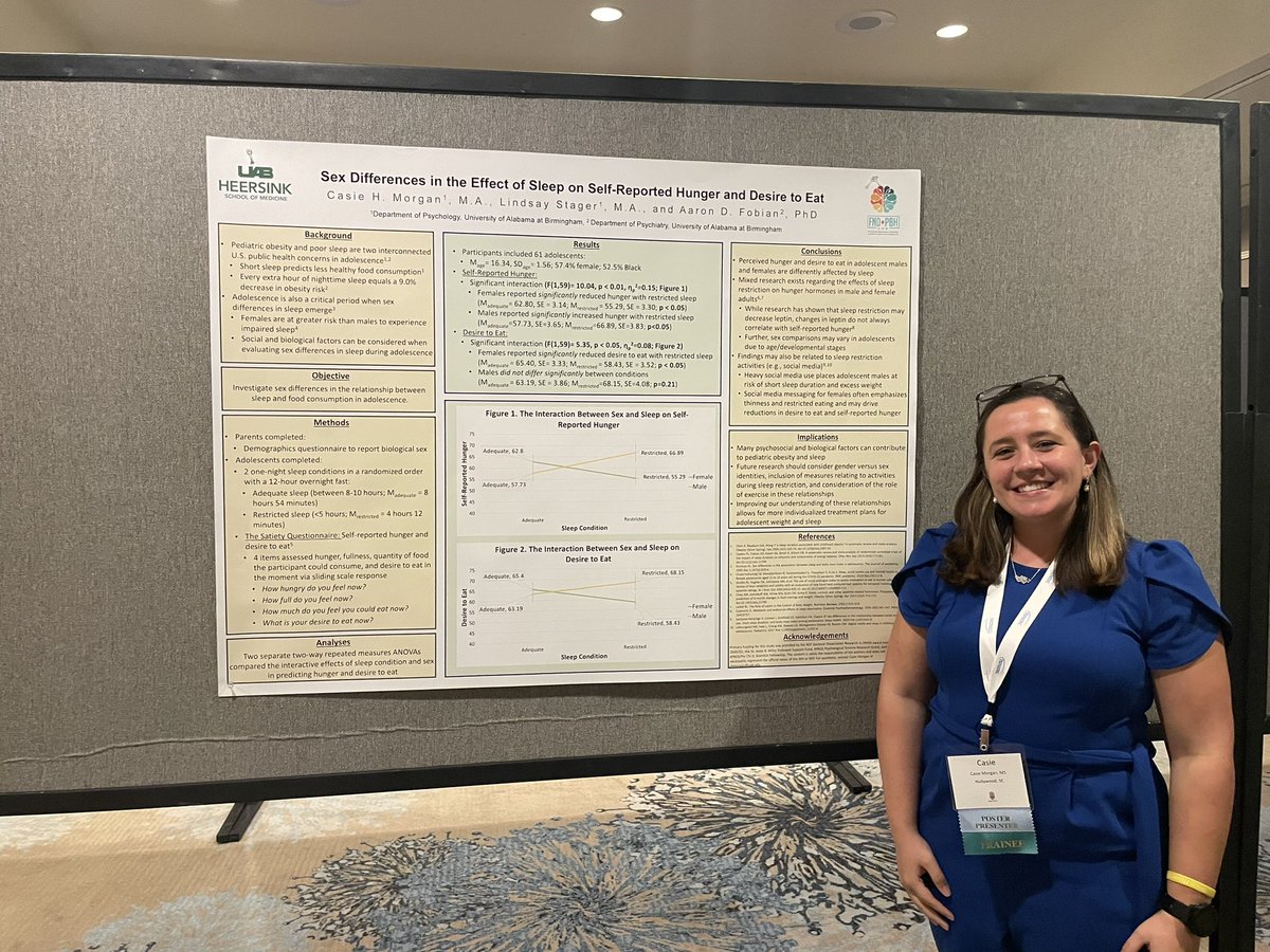 Excited to present at the #PedSleepMedConf with <a href="/LindsayStager/">Lindsay Stager, PhD</a>! Hunger &amp; desire to eat in adolescent males &amp; females are differently impacted by sleep. Improving our understanding of these relationships allows for more individualized interventions for teen weight/sleep behaviors.