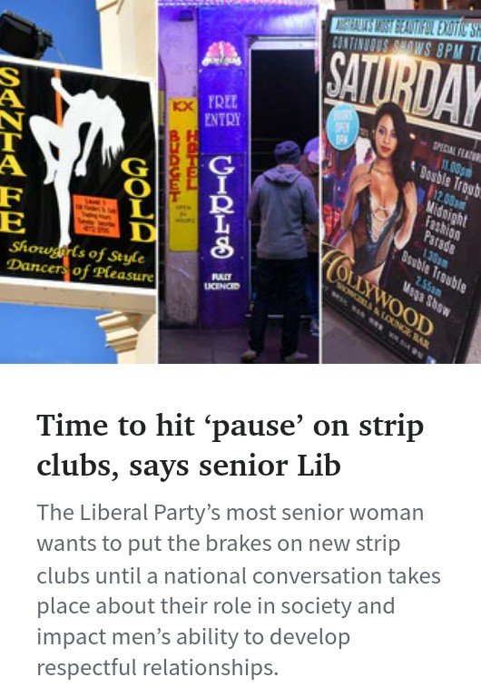 BluePhoenix9999's tweet photo. The Liberal Party's Sussan Ley is worried about strip clubs and #misogyny.
The #LNP:
- Laming
- David Van
- Alan Tudge
- Barnaby Joyce
- Christian Porter
- Bruce Lehrmann
- George Christiansen
- Scott Morrison (#AskJen)
- Tony Abbott (Ditch the Witch)
#insiders #rape #auspol https://t.co/tINEFDjjYe