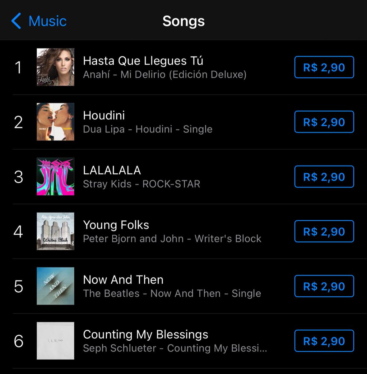 🚨HIT ATEMPORAL!🚨

Após cantar um pequeno trecho acapella de “Hasta Que Llegues tu” canção de 2009 da <a href="/Anahi/">Anahi</a>, está em #1 no iTunes Brasil 

A ultima vez que a Anahi cantou essa música ao vivo foi há 12 anos.