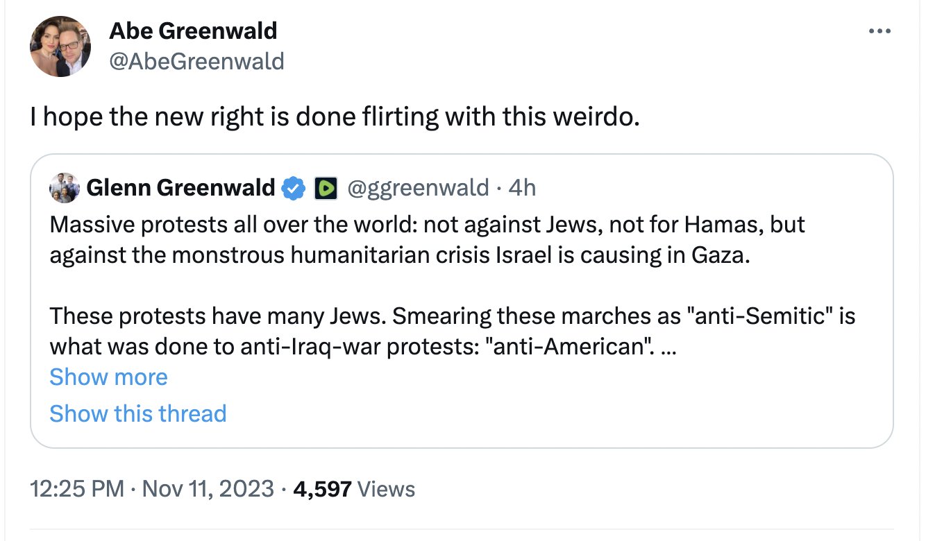 Glenn Greenwald on X: Two tweets from today. I wonder which will