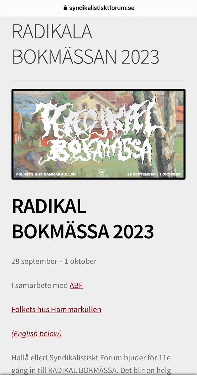 Samidoun (som stöttar terrorstämplade PFLP) medverkade på Radikala Bokmässan i Folkets Hus, Hammarkullen i oktober 2023. Medarrangör är @ABFGoteborg