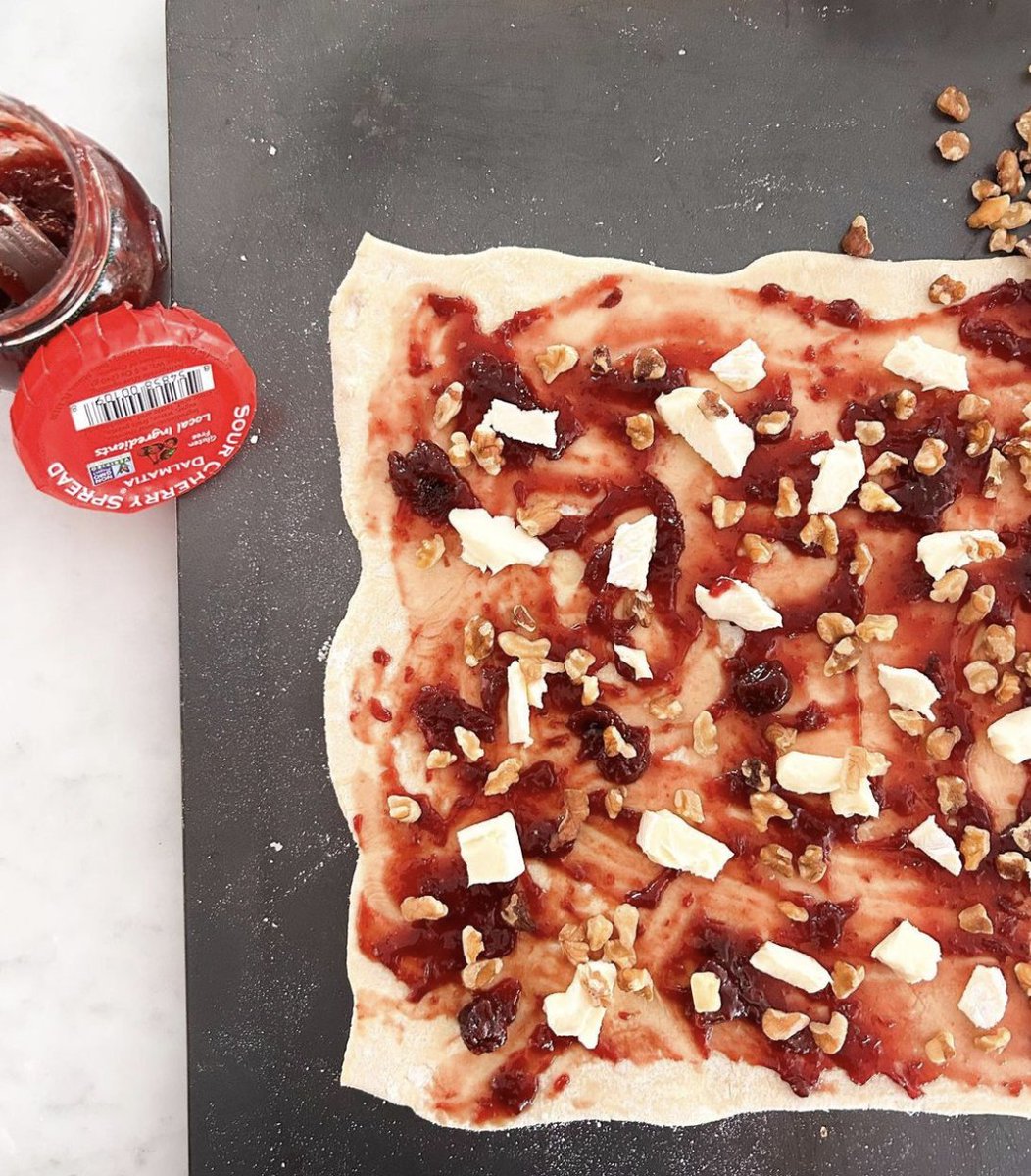 Cherry, Brie, &amp; Walnut Swirl by @rajvibakes! 🍒 Who's in the mood for some sweet, sour, and warm pastries today? 🤤