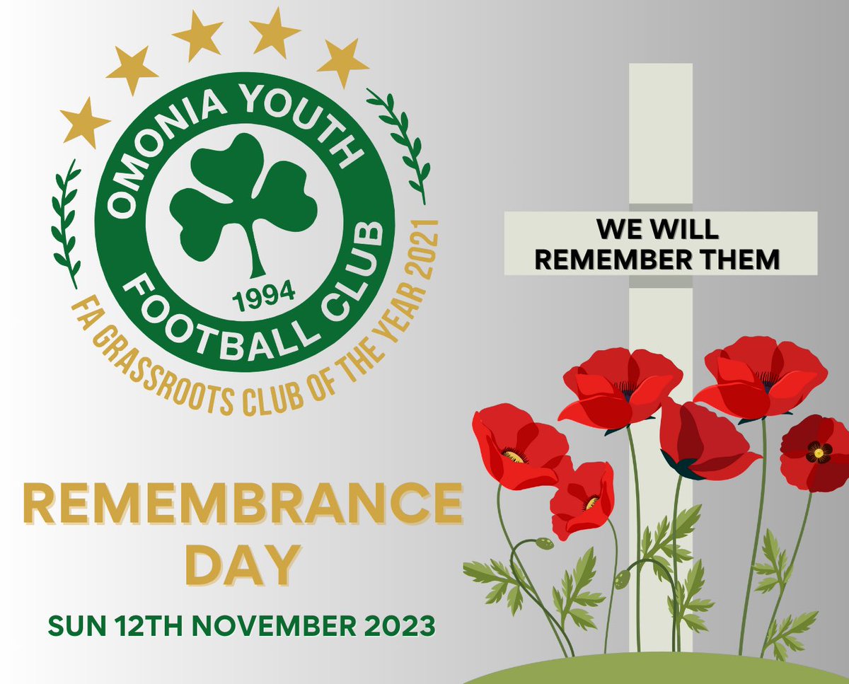 Omonia Youth FC will be observing a minute’s silence before each game this weekend in remembrance of and solidarity for British and Commonwealth military and civilian servicepeople in the World Wars

#remembrancesunday #remembranceday #worldwar #omonia #omoniayouthfc #omoniayouth