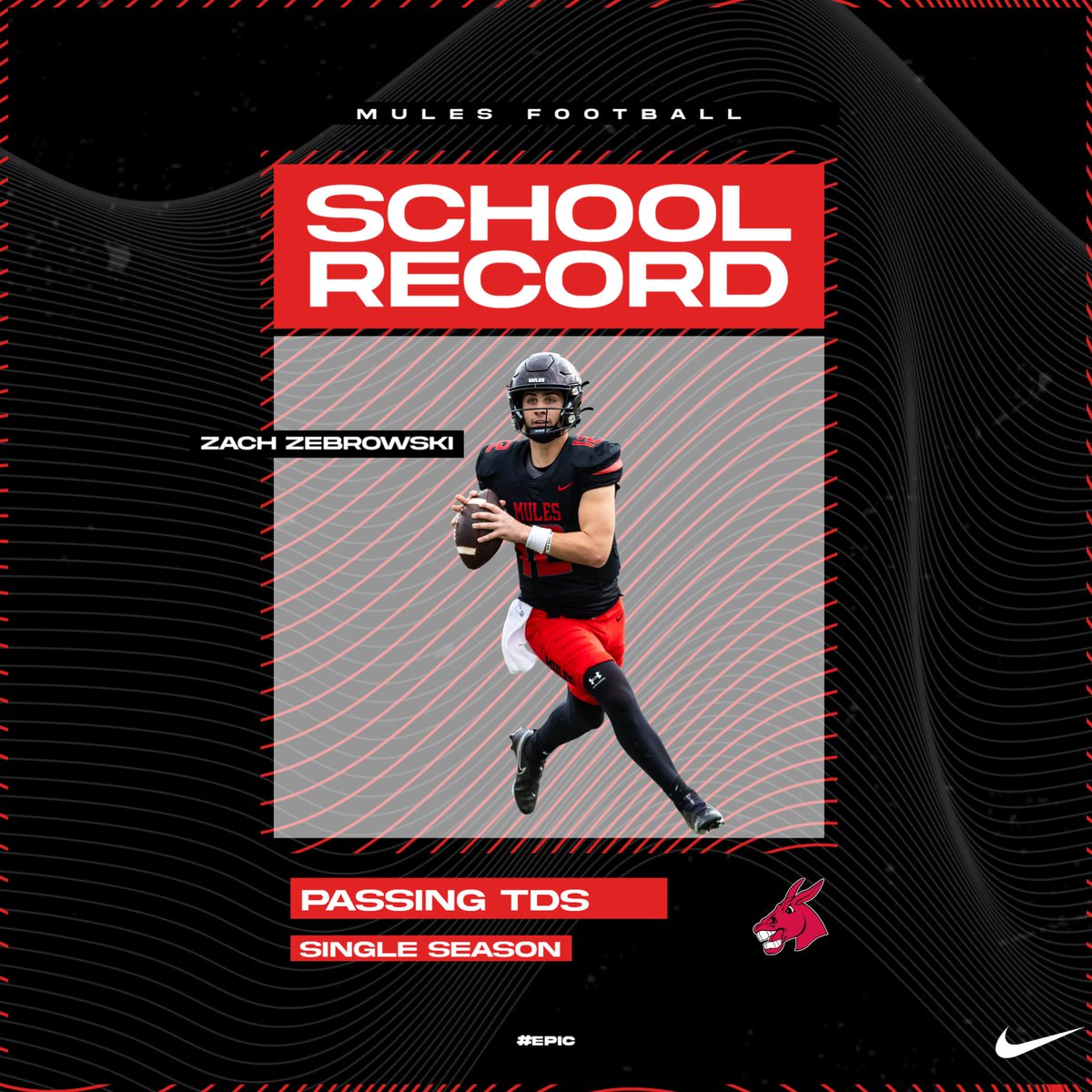 TOUCHDOWN, MULES!

Zach Zebrowski to Demarcus Gregory for the 4-yard TD pass! 

That's Zebrowski's 47th TD pass of 2023 -- a new UCM single-season record!

UCM 21, Lincoln 0 | 1:06 1Q

#teamUCM x #EPIC