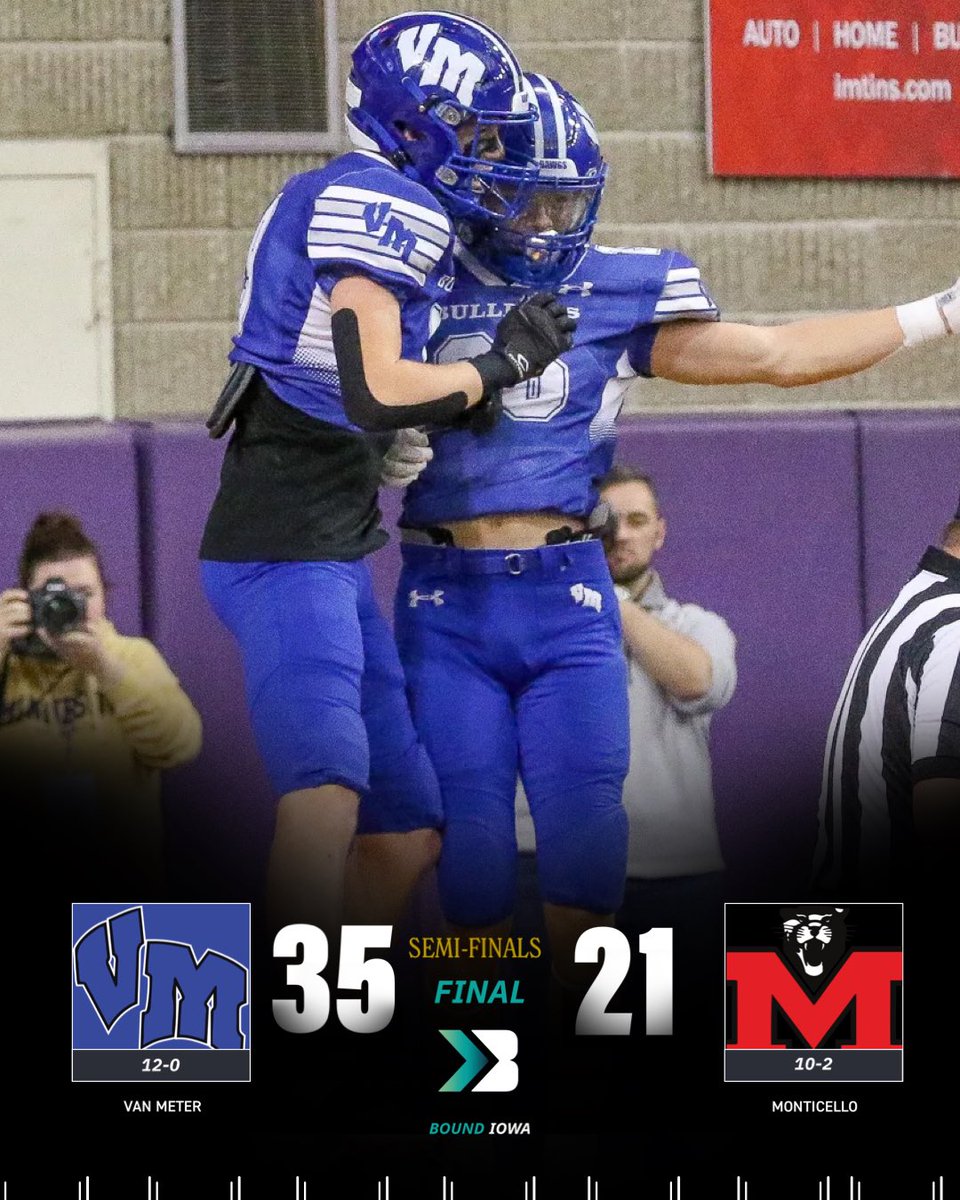 🚨𝐅𝐈𝐍𝐀𝐋 𝐒𝐂𝐎𝐑𝐄🚨

Van Meter defeats Monticello 35-21 to advance to the championship 🔥

A potential back to back championships for the Bulldogs 👀