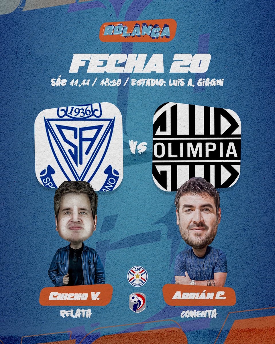 ⚽️¡H☀️Y EL CALOR DEL FÚTBOL!🏆

▶️¡Partidazo en #Rolangapy: 
#Ameliano vs. #Olimpia!
⌚️ 18:30
🎙️ <a href="/mauriverata/">Mauricio Vera</a> - <a href="/Adri_caceres10/">Adrián Cáceres</a> 

💻 twitch.tv/Rolangapy
🎧 Rolanga.com 

⬇️App⤵️
✅ Android: bit.ly/4193gwH
✅ iOS: apple.co/3KhJVDK

📌#RolangaLive