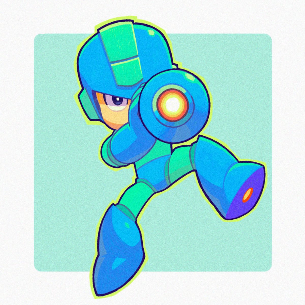 mega man (character) arm cannon solo weapon male focus 1boy helmet full body  illustration images