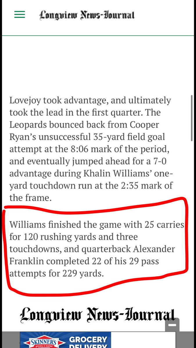 KhalinWilliams1's tweet photo. 25 carries for 120 and 3tds #round1 https://t.co/kb98ZtqTea