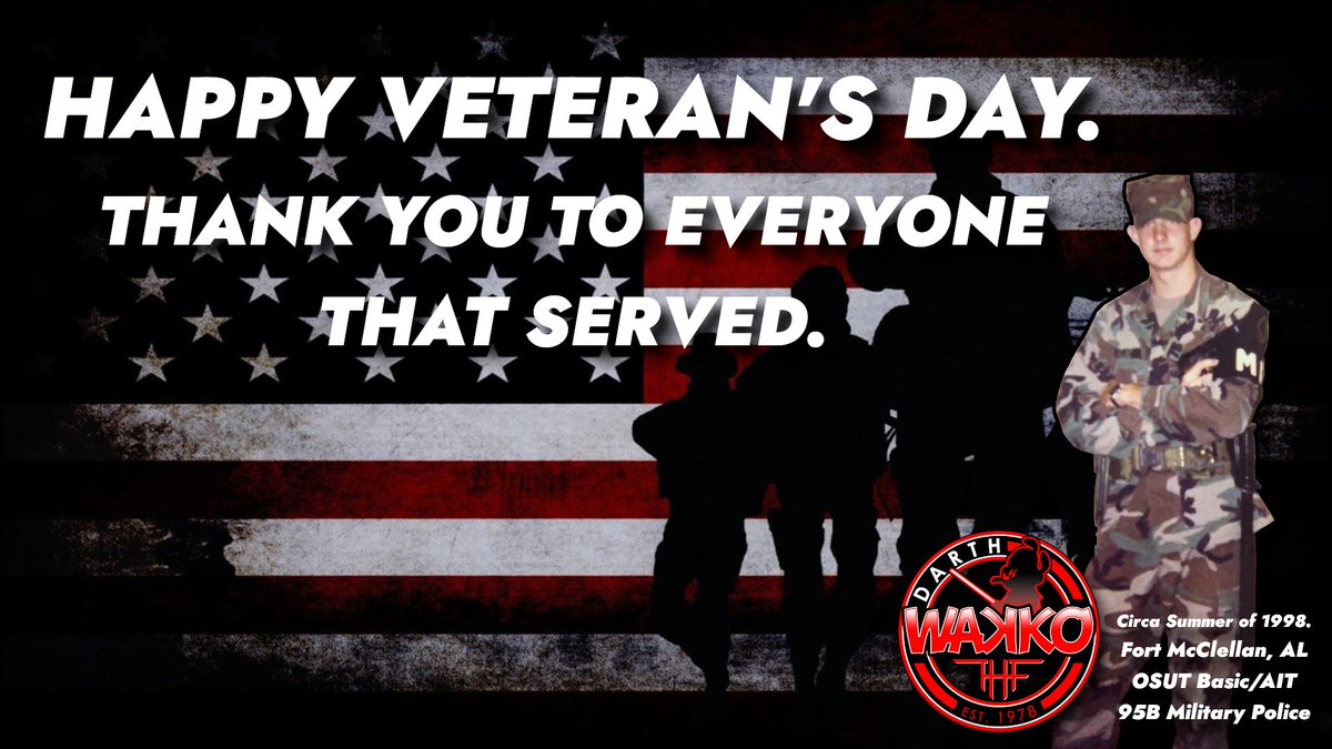 DarthWakko_THF's tweet image. To all of my fellow Veterans, thank you for your service and have a great weekend. Happy Veteran&apos;s Day! HOOAH! 🇺🇸 #WeAreTHF #VeteransDay #USArmedForces #Veterans #ThankYouForYourService