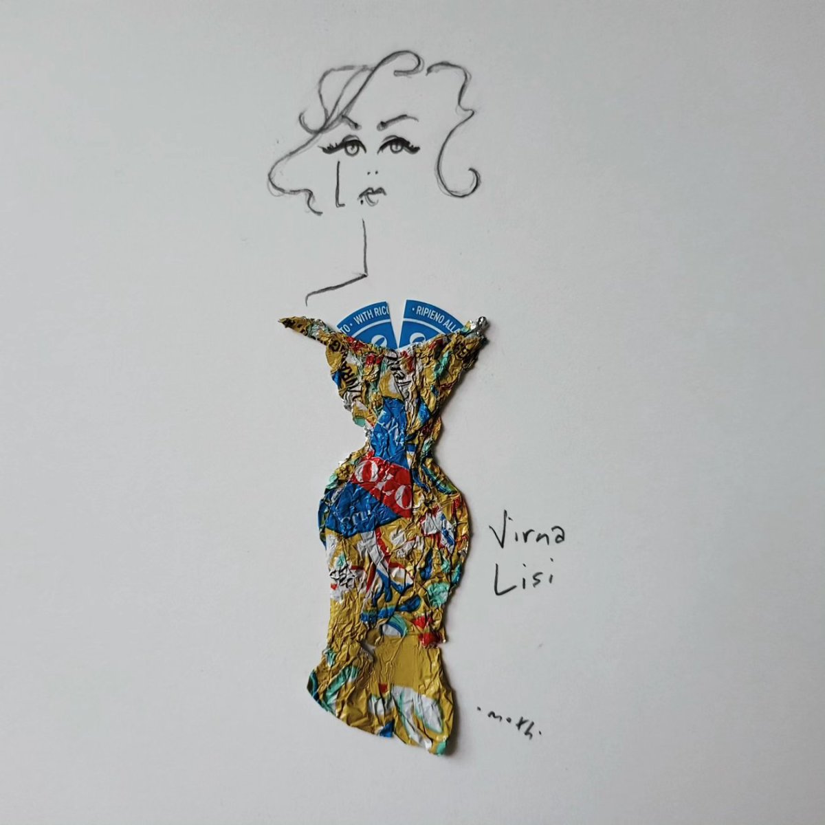 timschaffert's tweet photo. Virna Lisi in a dress by @venchi1878 # 577 in candy wrapper fashion
#candywrapperfashion #candywrapper #caricature #collageart #collageonpaper #collage_art #virnalisi #italiancinema https://t.co/vE9grW4nfG