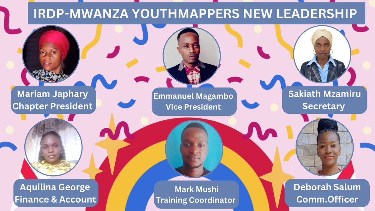 irdpmwanza's tweet photo. @irdpmwanza @youthmappers chapter is thrilled to announce our new leadership team. We believe this team will contribute significantly to the development of @open technologies and the use of open data to address various community and global challenges. https://t.co/0LTndUwGJG
