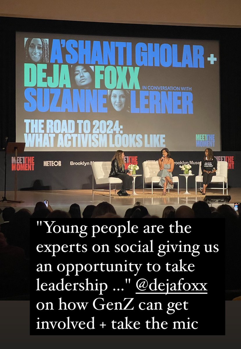 What activism looks like @themeteor Meet the Moment. 'Young people are the experts on social media' and that is an opportunity for GenZ to have impact and take the mic. - DejaFoxx founder @genzgirlgang @ColumbiaAlumniA