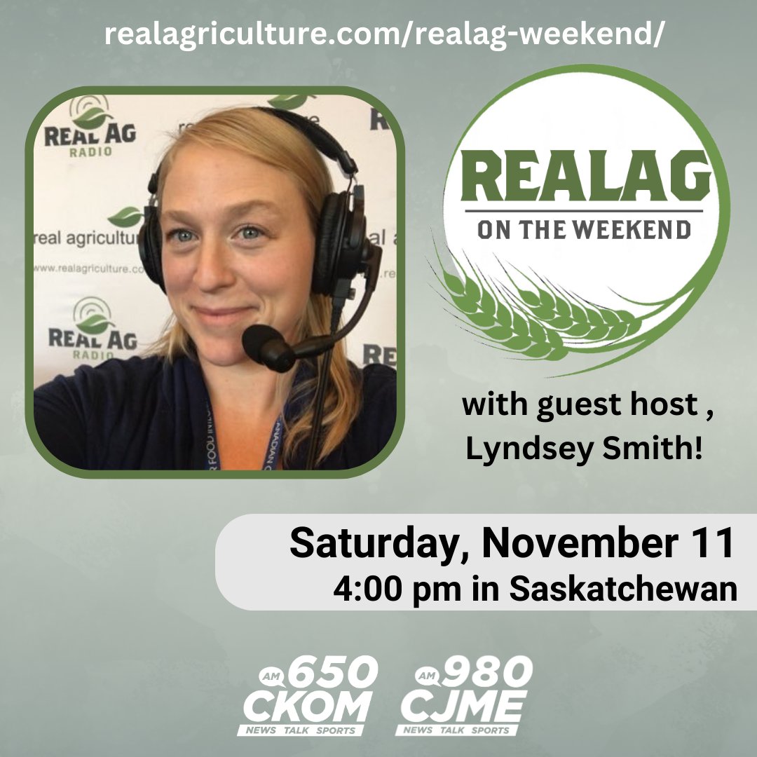 realagriculture's tweet image. Tune in to #RealAgWeekend at 4pm on @CKOMNews or @CJMENews. Guest host @RealLoudLyndsey discusses: What is costing ag billions of dollars; hear @LeftFieldCR on #lentil market; Federal ag minister @L_MacAulay; &amp;amp;
the road to $25 billion w/ Bill Greuel of @Proteinindcan #saskag