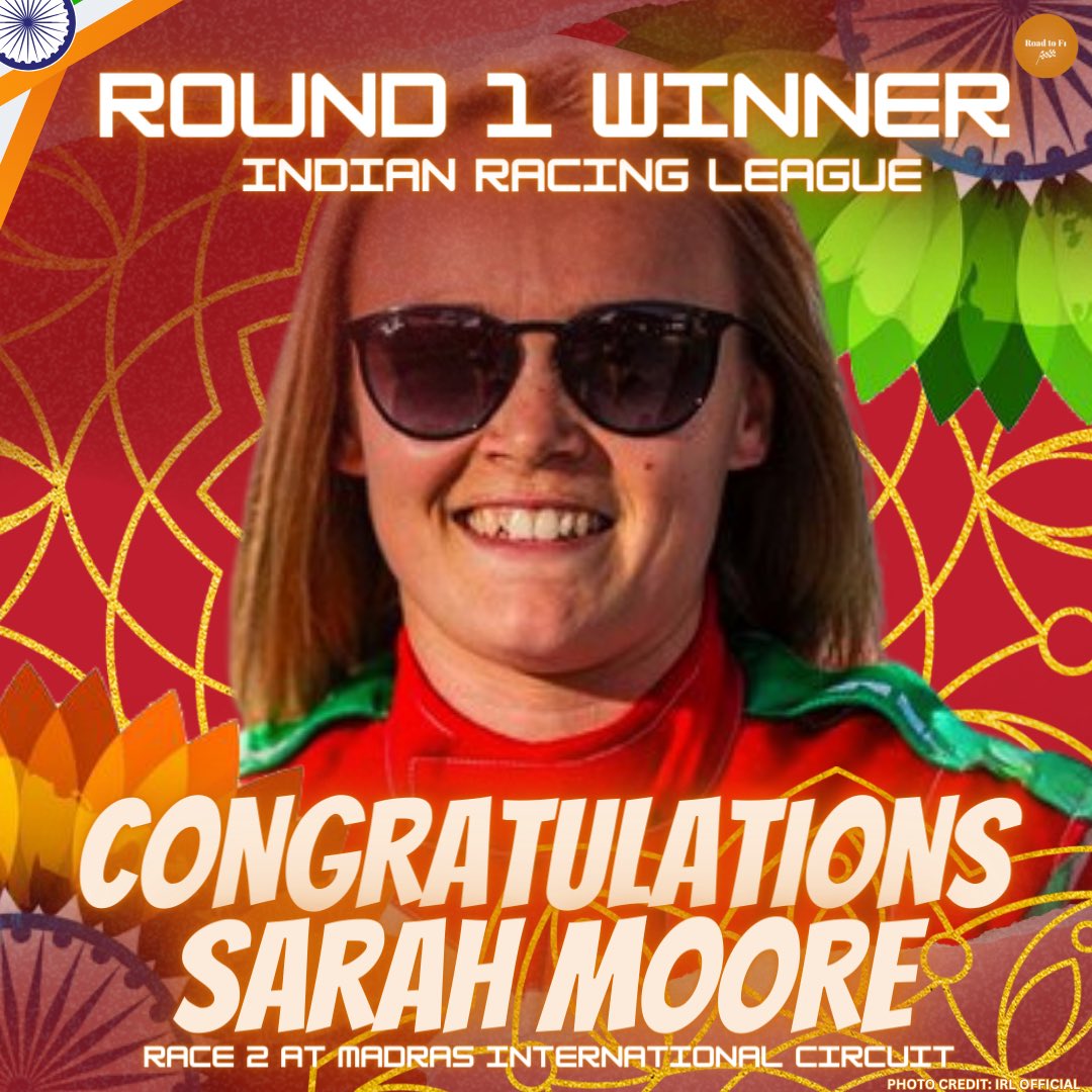 📣🏆 Special Shout out to Sarah Moore for winning Race 2 in Round 1 of the Indian Racing League season! 👏👏

📸 Indian Racing League Official 

#roadtof1 #sarahmoore #racingpride #womeninmotorsport #womensupportingwomen #motorsportwoman #femalesinmotorsport #indianracingleague