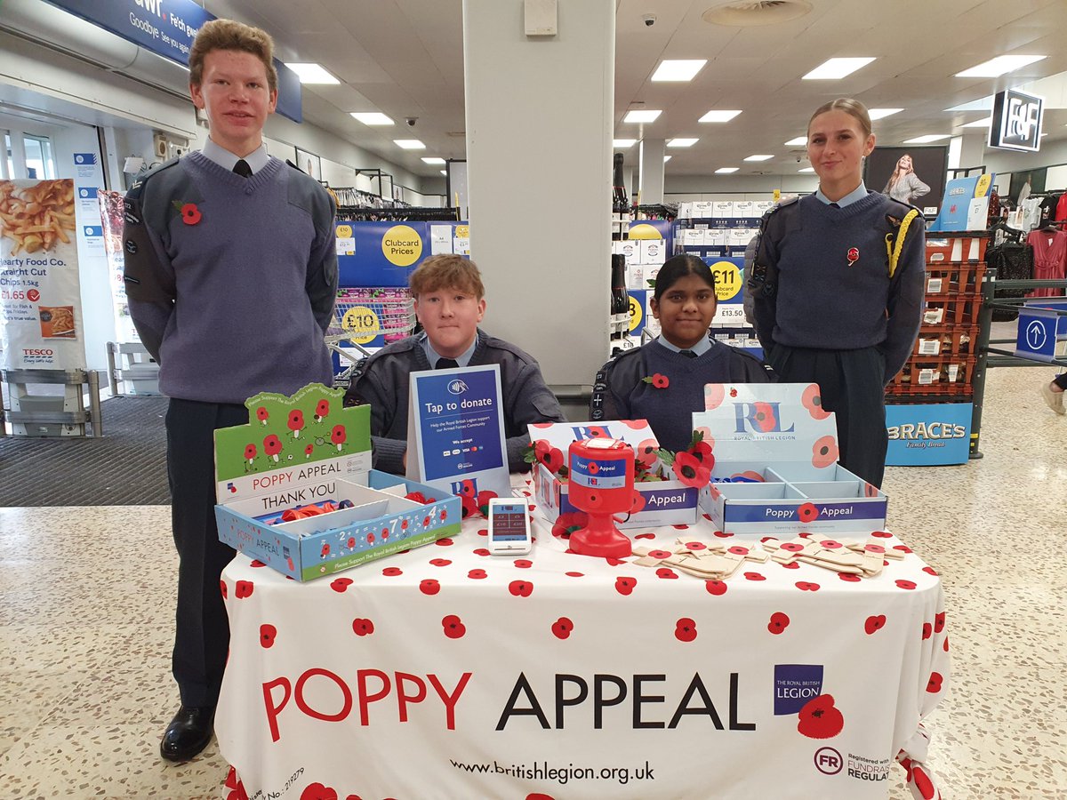 Cadets of @372sqn undertaking the final dy of poppy selling for the <a href="/PoppyLegion/">Royal British Legion</a> at <a href="/Tesco/">Tesco</a> in Barry. Thanks for the public support. #whatwedo #aircadets <a href="/no1welshatc/">No 1 Welsh Wing</a>