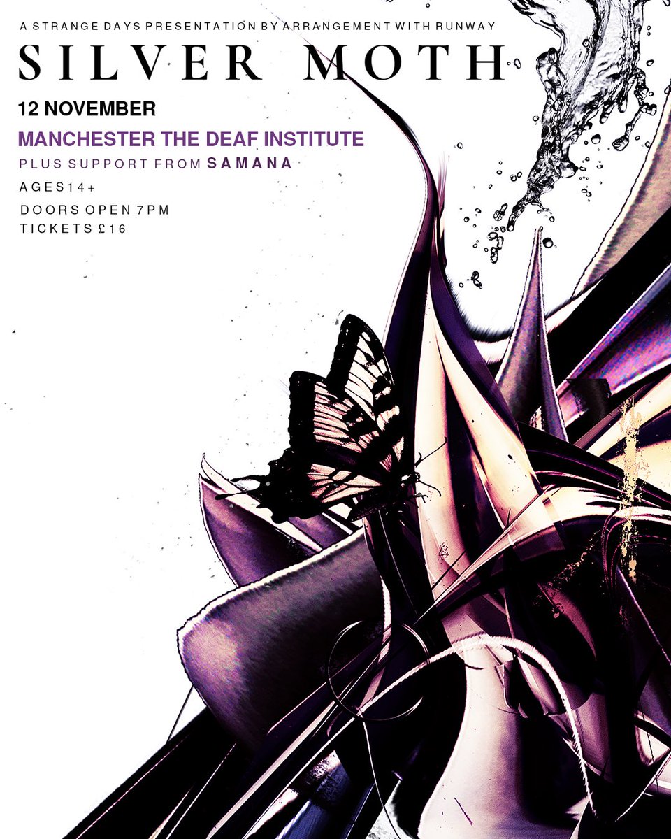 Strange Days (@strangedaysmcr) on Twitter photo Tomorrow evening live in Manchester at <a href="/DeafInstitute/">The Deaf Institute</a>
8.30pm <a href="/SilverMothMusic/">Silver Moth</a>
7.30pm <a href="/samanamusic/">Samana</a>
7pm Doors
Tickets £19 OTD Tomorrow evening live in Manchester at <a href="/DeafInstitute/">The Deaf Institute</a>
8.30pm <a href="/SilverMothMusic/">Silver Moth</a>
7.30pm <a href="/samanamusic/">Samana</a>
7pm Doors
Tickets £19 OTD